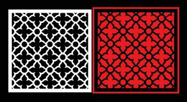 Decorative wall panels set Jali design CNC pattern, laser cutting pattern, router CNCcutting.Jali Laser cut decorative panel set with lace pattern. vector