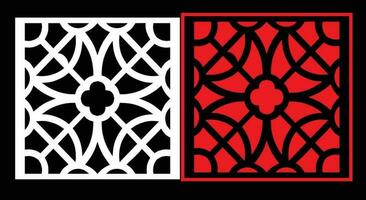 Decorative wall panels set Jali design CNC pattern, laser cutting pattern, router CNCcutting.Jali Laser cut decorative panel set with lace pattern. vector