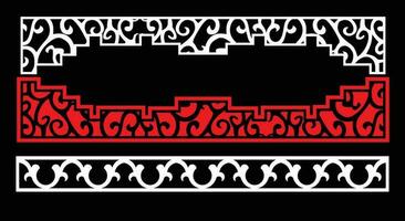 Decorative wall panels set Jali design CNC pattern, laser cutting pattern, router CNCcutting.Jali Laser cut decorative panel set with lace pattern. vector