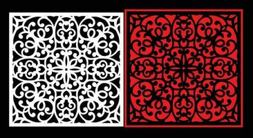 Decorative wall panels set Jali design CNC pattern, laser cutting pattern, router CNCcutting.Jali Laser cut decorative panel set with lace pattern. vector