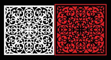 Decorative wall panels set Jali design CNC pattern, laser cutting pattern, router CNCcutting.Jali Laser cut decorative panel set with lace pattern. vector