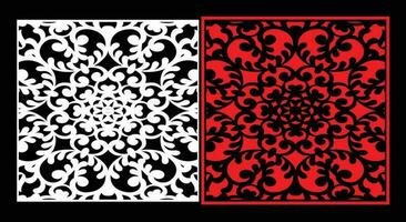 Decorative wall panels set Jali design CNC pattern, laser cutting pattern, router CNCcutting.Jali Laser cut decorative panel set with lace pattern. vector