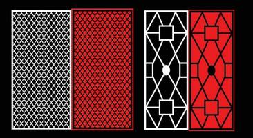 Decorative wall panels set Jali design CNC pattern, laser cutting pattern, router CNCcutting.Jali Laser cut decorative panel set with lace pattern. vector