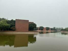 he Bangladesh National Parliament is located in the capital city of Dhaka. photo