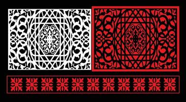 Decorative wall panels set Jali design CNC pattern, laser cutting pattern, router CNCcutting.Jali Laser cut decorative panel set with lace pattern. vector