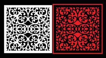 Decorative wall panels set Jali design CNC pattern, laser cutting pattern, router CNCcutting.Jali Laser cut decorative panel set with lace pattern. vector
