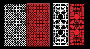 Decorative wall panels set Jali design CNC pattern, laser cutting pattern, router CNCcutting. vector