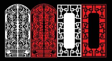 Decorative wall panels set Jali design CNC pattern, laser cutting pattern, router CNCcutting. vector