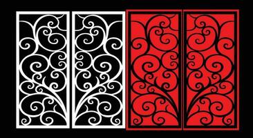 Decorative wall panels set Jali design CNC pattern, laser cutting pattern, router CNCcutting. vector