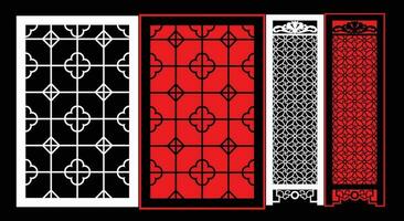 Decorative wall panels set Jali design CNC pattern, laser cutting pattern, router CNCcutting. vector