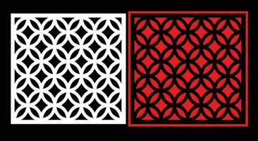 Decorative wall panels set Jali design CNC pattern, laser cutting pattern, router CNCcutting. vector