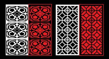 Decorative wall panels set Jali design CNC pattern, laser cutting pattern, router CNCcutting. vector