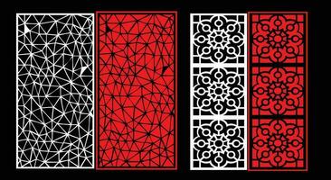 Decorative wall panels set Jali design CNC pattern, laser cutting pattern, router CNCcutting. vector