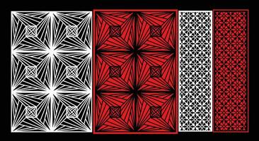 Decorative wall panels set Jali design CNC pattern, laser cutting pattern, router CNCcutting. vector