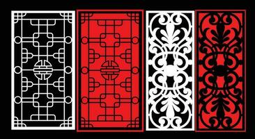 Decorative wall panels set Jali design CNC pattern, laser cutting pattern, router CNCcutting. vector