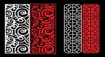 Decorative wall panels set Jali design CNC pattern, laser cutting pattern, router CNCcutting. vector