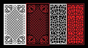 Decorative wall panels set Jali design CNC pattern, laser cutting pattern, router CNCcutting. vector