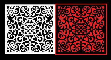 Decorative wall panels set Jali design CNC pattern, laser cutting pattern, router CNCcutting. vector