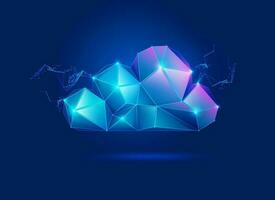 concept of cloud computing technology, graphic of low poly cloud shape with futuristic element vector