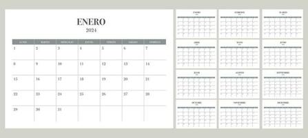 set calendar 2024 with simple and modern design vector