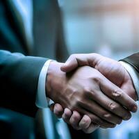 Businessmen making handshake with partner, greeting, dealing, merger and acquisition, business cooperation concept, for business, finance and investment background, teamwork and successful business photo