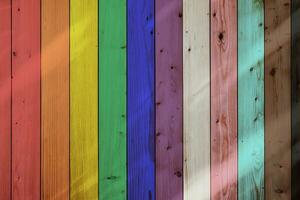 Forever Proud Pride Day Color Wooden Panel Background, All Color Metters, LGBTQ Community. photo