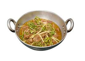 chicken karahi or chicken kadahi front view with white background photo