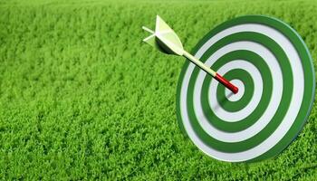 Environment target of Green business with grass and target sign photo