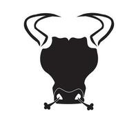 bull head logo design vector illustration. angry bull. with a silhouette style. suitable for logo, icon, company, community, t-shirt design, website, concept.