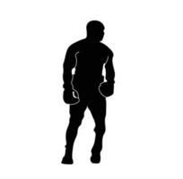 black and white silhouette vector illustration of a boxing player. pose. tournament boxing. suitable for boxing logos and icons, posters, advertising, promotions, t-shirt designs