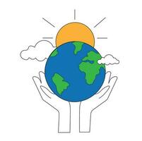 3d vector illustration logo design. hands holding the earth. World Earth Day. suitable for logos, icons, posters, greeting cards, t-shirt designs, advertisements, banners.