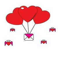 love envelope illustration vector design with love air balloon. suitable for valentine's day, logo, icon, greeting card, website, t-shirt design, sticker, poster, advertisement, concept.