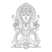 Sketch, Hand drawn, single line art, coloring page line drawing lord murugan day vector