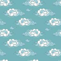 Clouds in the sky, Chinese style. Seamless pattern, vector illustration