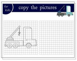 Copy a picture, an educational game for children, a cartoon car, a cabriolet. Vector illustration on a white background