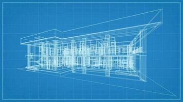 3D perspective render of wireframe architectural construction. 3D building wireframe. Vector. vector