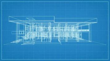 3D perspective render of wireframe architectural construction. 3D building wireframe. Vector. vector