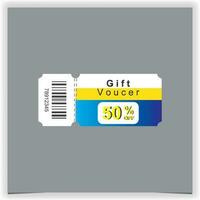 Gift voucher template isolated on gray background discount coupon 50 off promotion sale premium illustration template vector eps 10