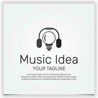 Headphones light bulb music idea logo design icon inspiration creative premium elegant template vector eps 10