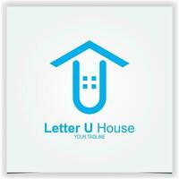 modern house with letter u logo premium elegant template vector eps 10