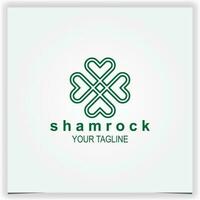shamrock clover leaf heart love logo design premium elegant template vector eps 10