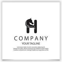 letter h and horse head logo creative premium elegant template vector eps 10