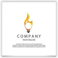 light bulb and flame logo creative premium elegant template vector eps 10