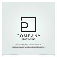 Black square p logo premium elegant template vector eps 10