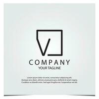 Black square v logo premium elegant template vector eps 10