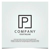 Black square p logo premium elegant template vector eps 10