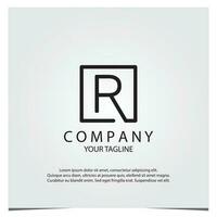 Black square r logo premium elegant template vector eps 10