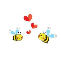 Vector Valentine's day background with cute bee cartoon and heart sign symbol on white background vector illustration premium design vector eps10