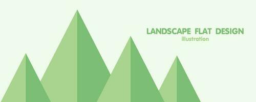 Mountain hill landscape illustration in flat and minimal design vector