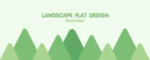 montaña colina paisaje ilustración en plano y mínimo diseño vector